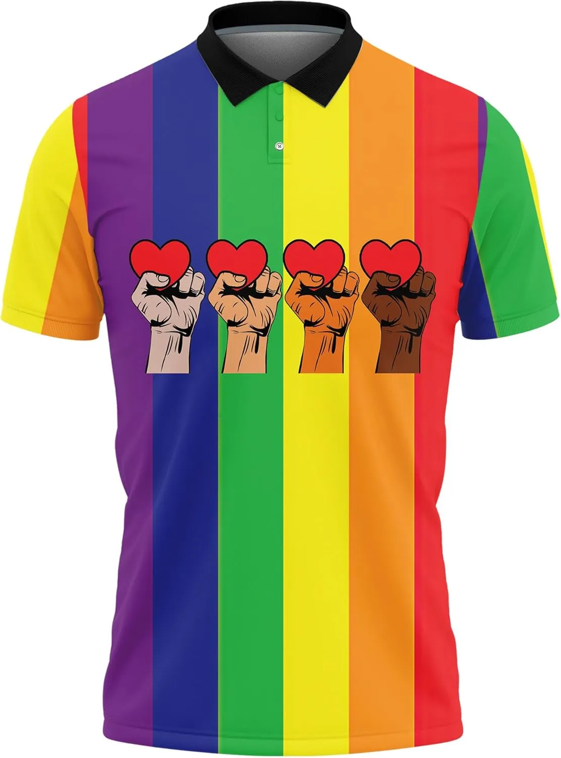 LGBT Golf Shirt Men Funny Golf Polos for Men Dry Fit- Pride Day Golf Polo Shirts Hawaiian Polo Golf Outfits (MP_PL_25)