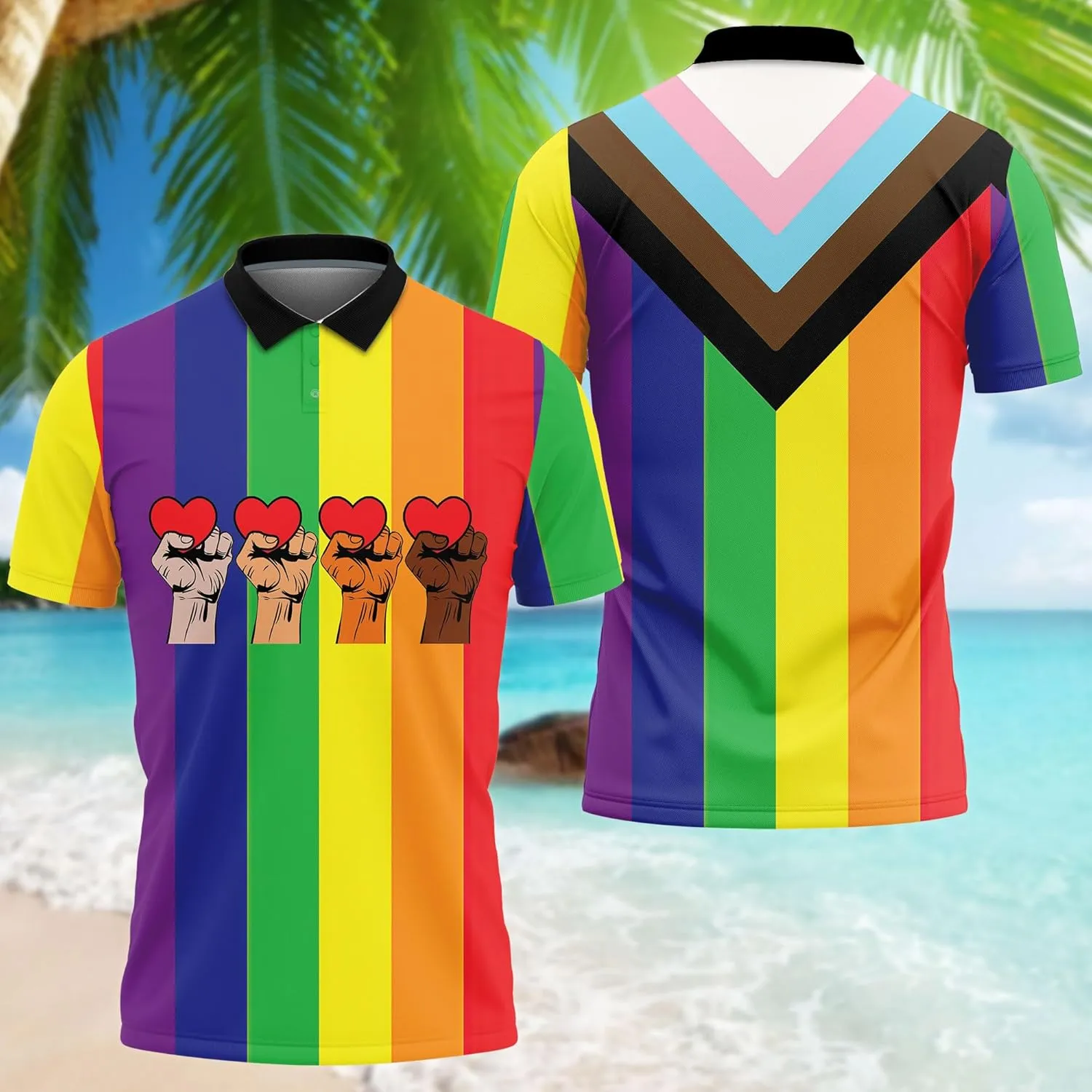 LGBT Golf Shirt Men Funny Golf Polos for Men Dry Fit- Pride Day Golf Polo Shirts Hawaiian Polo Golf Outfits (MP_PL_25)