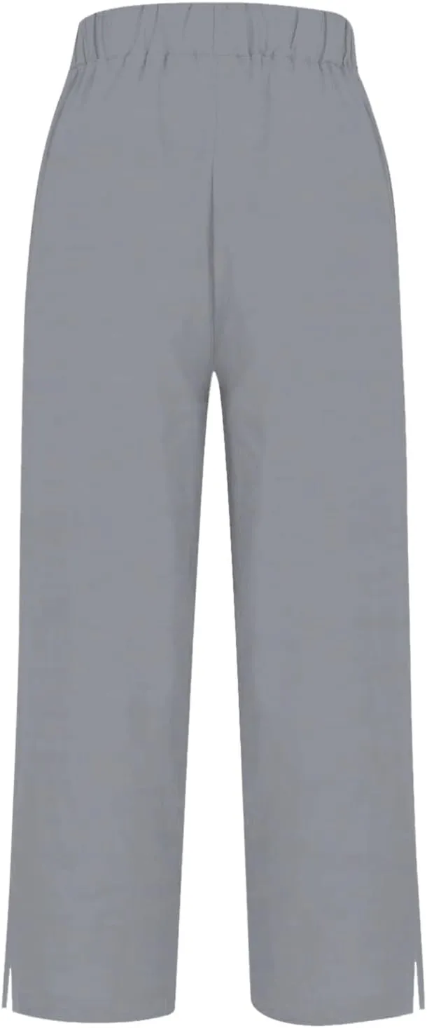 Linen Palazzo Pants for Women Capri Pants Cotton Drawstring High Waisted Trousers Casual Summer Lounge Trousers