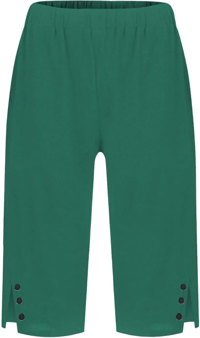 Linen Pants Cropped Pants Cotton Linen Elastic Waist Trousers Casual Loose Business Work Lounge Long Trousers