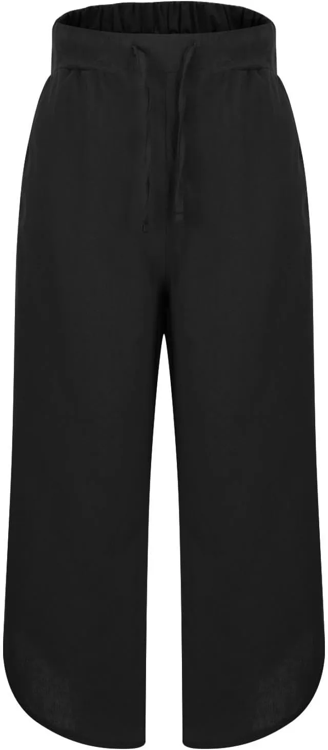 Linen Pants for Women Casual High Waisted Drawstring Harem Pants Summer Cropped Lounge Trousers with Pockets