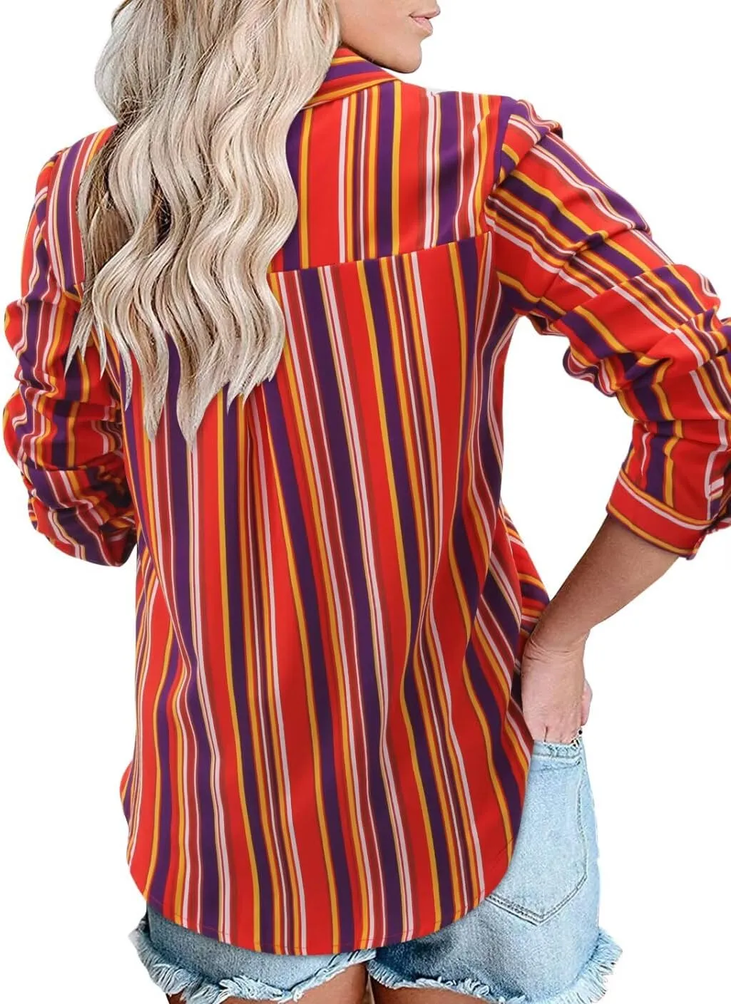 Magritta Women's Shirts Fashion Casual Loose Fit Long Sleeve Button Down Lightweight Collared Blouse Tops