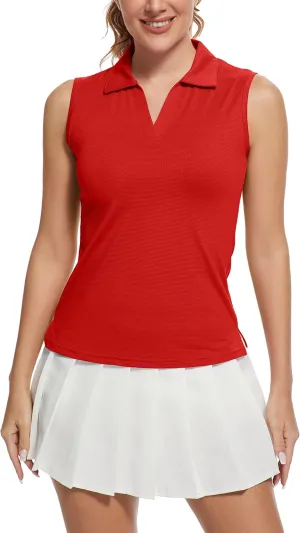 MathCat Women's Sleeveless Golf Shirts UPF 50  Quickly Dry Tennis Polo Lightweight Sports Athletic Tank Tops