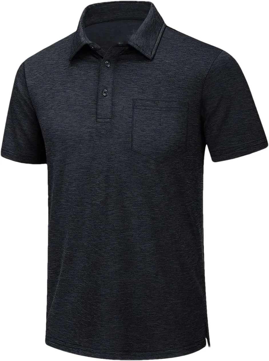 Men Quick Dry Lightweight Shirt Mens Golf Tennis Short Sleeve Shirts Outdoor Running Sports Tops with Pocket