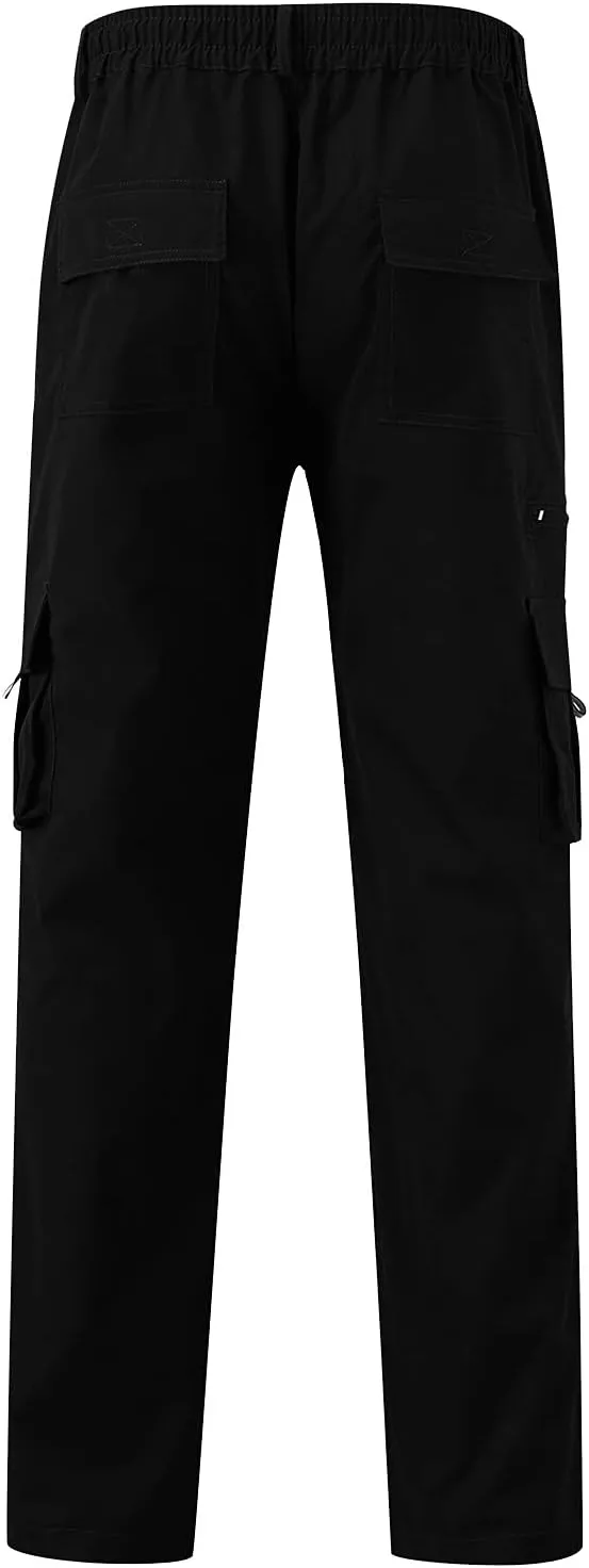 Mens Cargo Pants Casual Hiking Pants Joggers Athletic Pants Cotton Loose Straight Sweatpants for Men