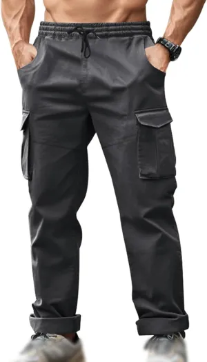 Men's Casual Cargo Pants Tactical Military Pants Quick Dry Workout Sweatpants Outdoor Joggers with Multi Pockets
