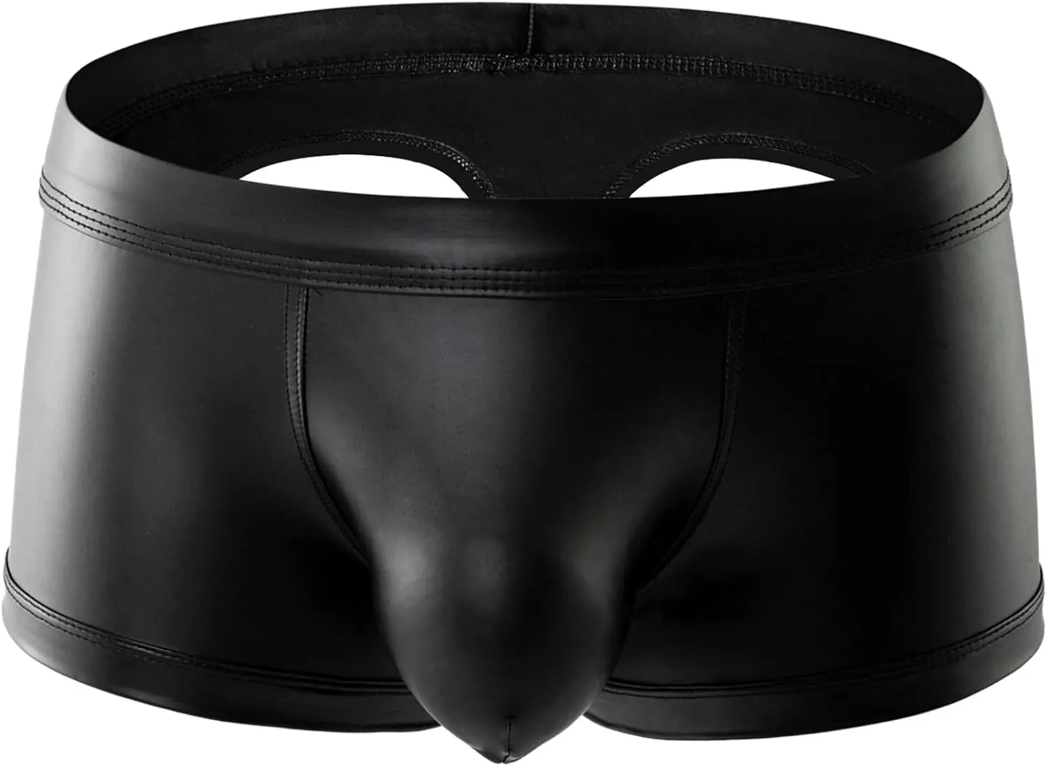 Men's Faux Leather Bulge Pouch Shorts Briefs Underwear Pants Fart Underwear for Men
