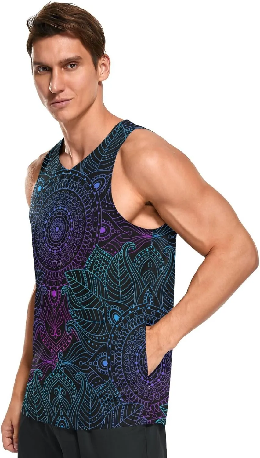 Men's Quick Dry Sports Tank Tops for Gym Athletic Fitness Running Workout Beach Sleeveless Shirts with Pocket