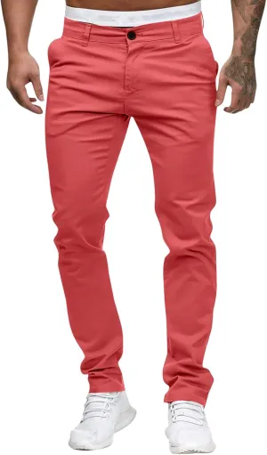 Men's Slim Fit Basic Stretchable Cotton Chino Pant Casual Long Trousers Jogger Pants Golf Clothes