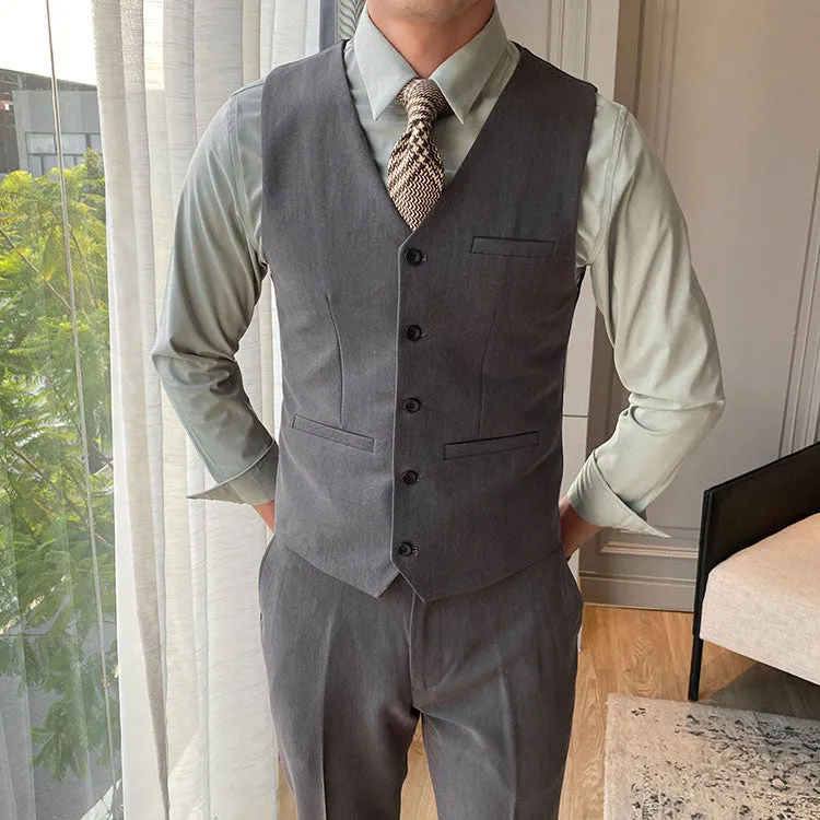 Men's Solid Color Slim Wool Suit Vest