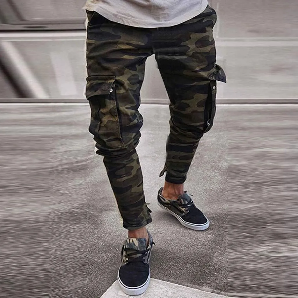 Men's Winter Pants Skinny Stretch Denim Pants Pleated Slim Fit Jeans Trousers Winter Hiking