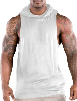 Men's Workout Hooded Tank Tops Sports Training Sleeveless Gym Hoodies Fitness Bodybuilding Cut Off Muscle Shirts