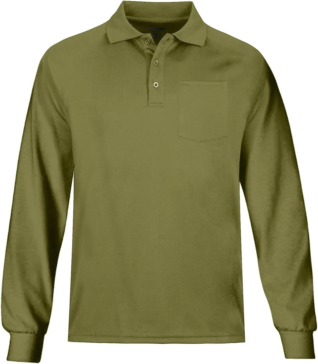 MOHEEN Men's Casual Solid Golf Shirts Outdoor Quick Dry Long Sleeve Moisture Wicking Performance Polo Shirt with Pocket