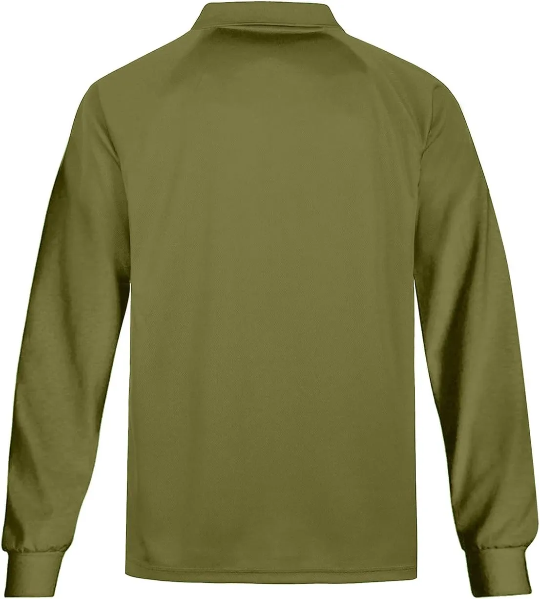 MOHEEN Men's Casual Solid Golf Shirts Outdoor Quick Dry Long Sleeve Moisture Wicking Performance Polo Shirt with Pocket