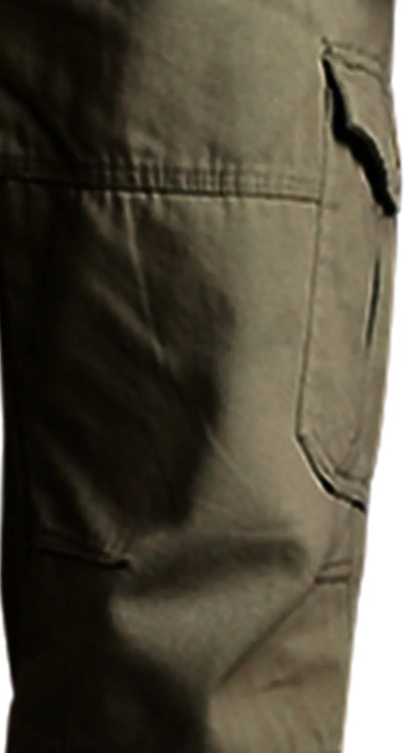 Muscularfit Men's Cargo Pants Big and Tall Cotton Elastic Waist Multi Pockets Straight Trousers Casual Loose Solid Sweatpants
