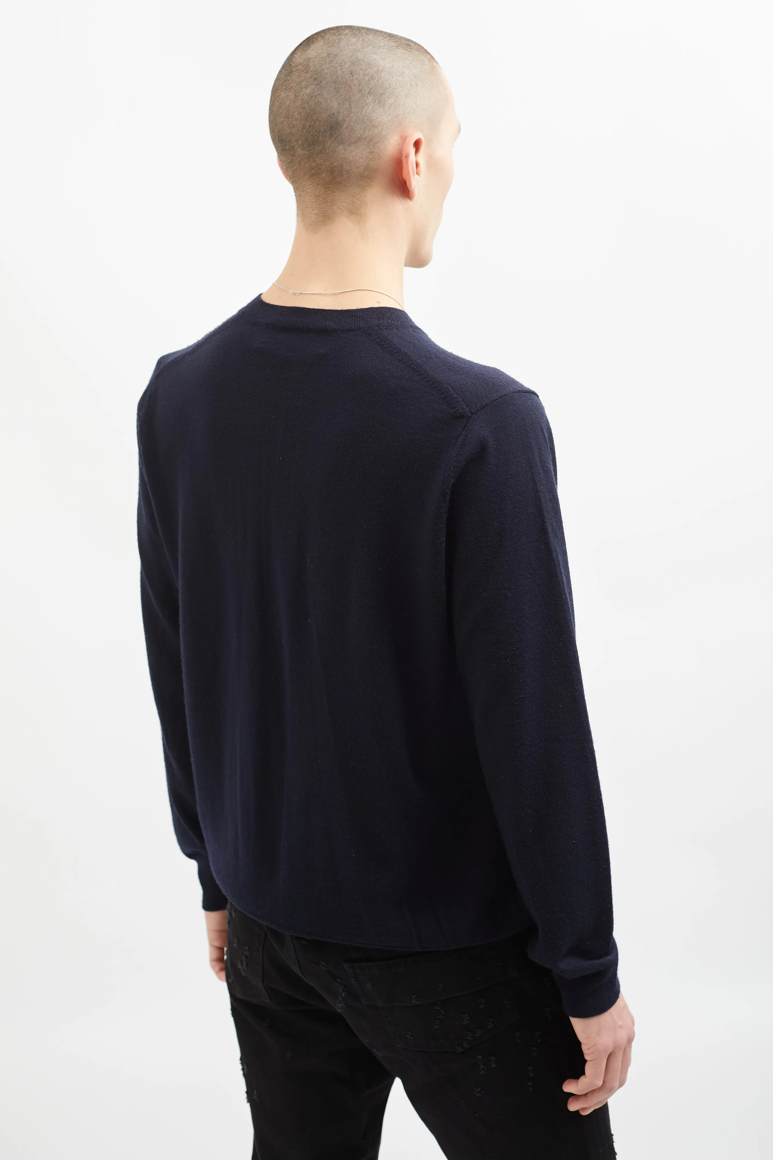 Navy Wool Red Heart Sweater