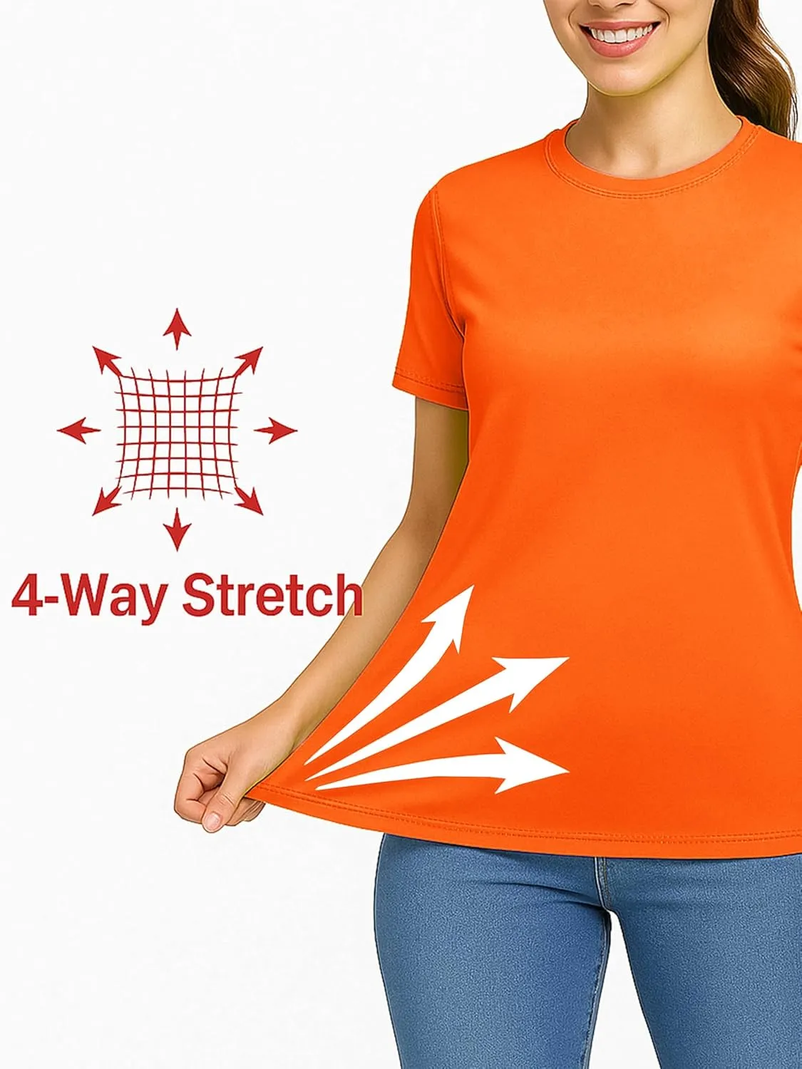 Neon Athletic Dry Fit Shirts Women Casual Short Sleeve Workout Running High Visibility Yoga Tshirt for Womens