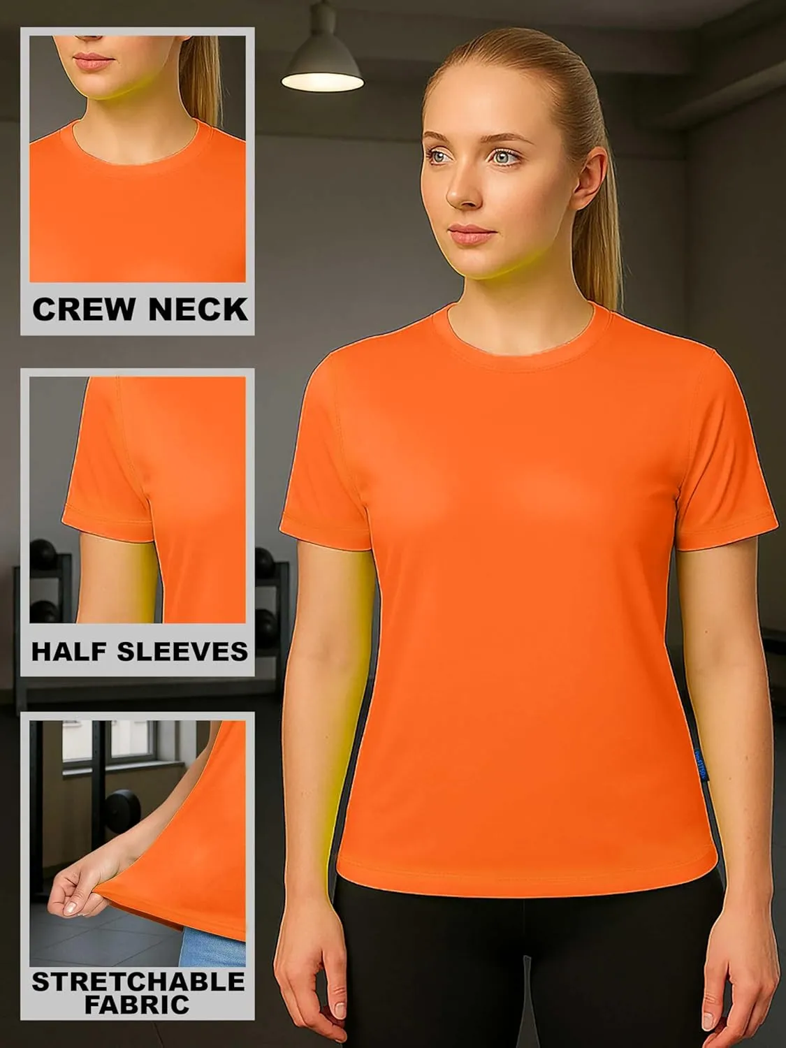 Neon Athletic Dry Fit Shirts Women Casual Short Sleeve Workout Running High Visibility Yoga Tshirt for Womens