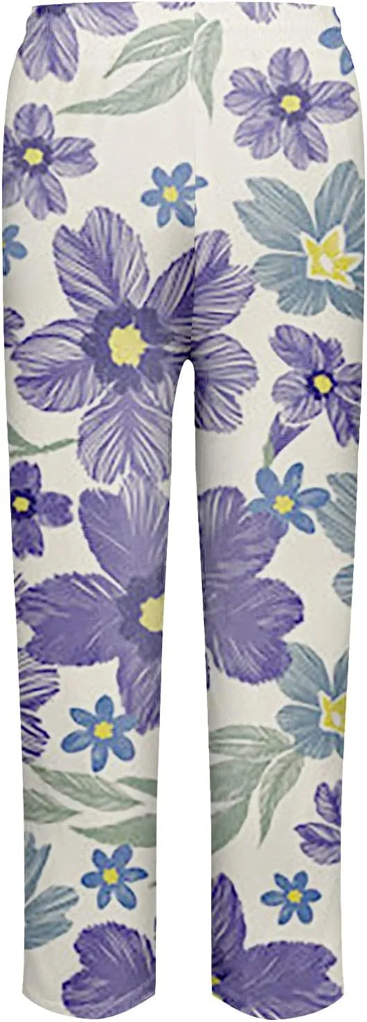 Outfits for Women Summer Wide Leg Pants Drawstring Elastic Waist Pants High Waisted Pants Casual Beach Trousers