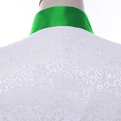 Paisley Slim Fit White Premium Floral Tuxedo Prom Wedding Groom 3 Pieces Suits