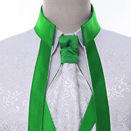 Paisley Slim Fit White Premium Floral Tuxedo Prom Wedding Groom 3 Pieces Suits