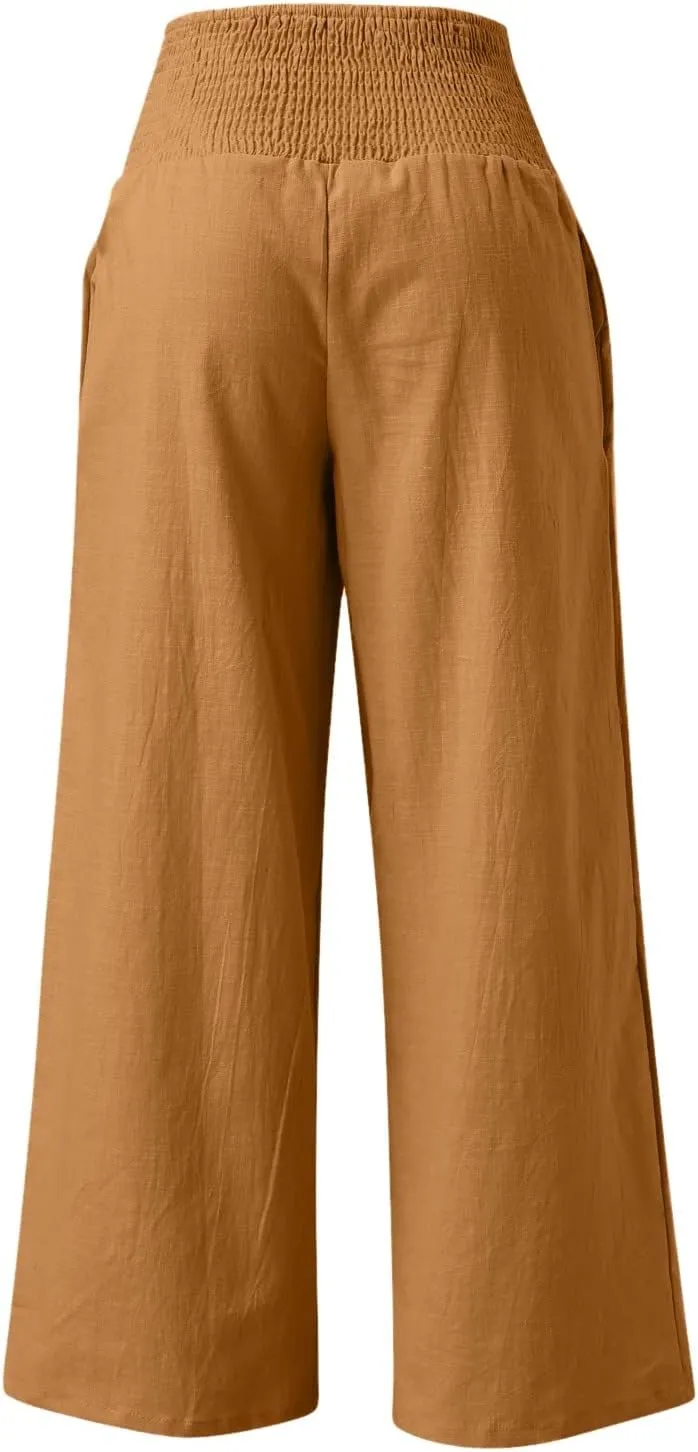 Pants for Women Trendy Pants Comfy Work Pants with Pockets Elastic High Waist Paper Bag Drawstring N De Lino para