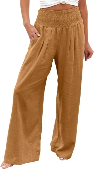 Pants for Women Trendy Pants Comfy Work Pants with Pockets Elastic High Waist Paper Bag Drawstring N De Lino para