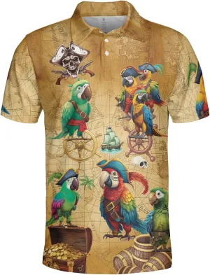 Parrot Golf Shirt Men Funny Golf Polos for Men Dry Fit Funny - Birds Golf Polo Shirts Hawaiian Polo Golf Outfits (MP_PL_9)