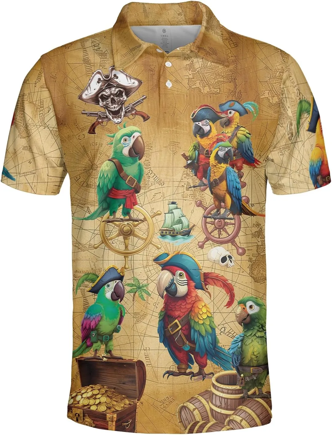 Parrot Golf Shirt Men Funny Golf Polos for Men Dry Fit Funny - Birds Golf Polo Shirts Hawaiian Polo Golf Outfits (MP_PL_9)