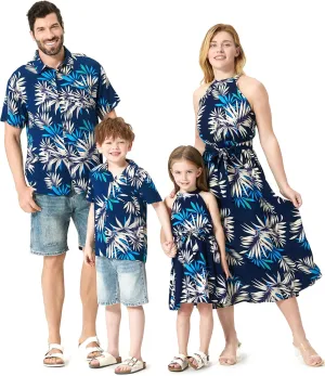 PATPAT Family Hawaiian Matching Outfits Mommy and Me Outfits Caribbean Vacation Summer Tropical Halter Sundresses and Shirts