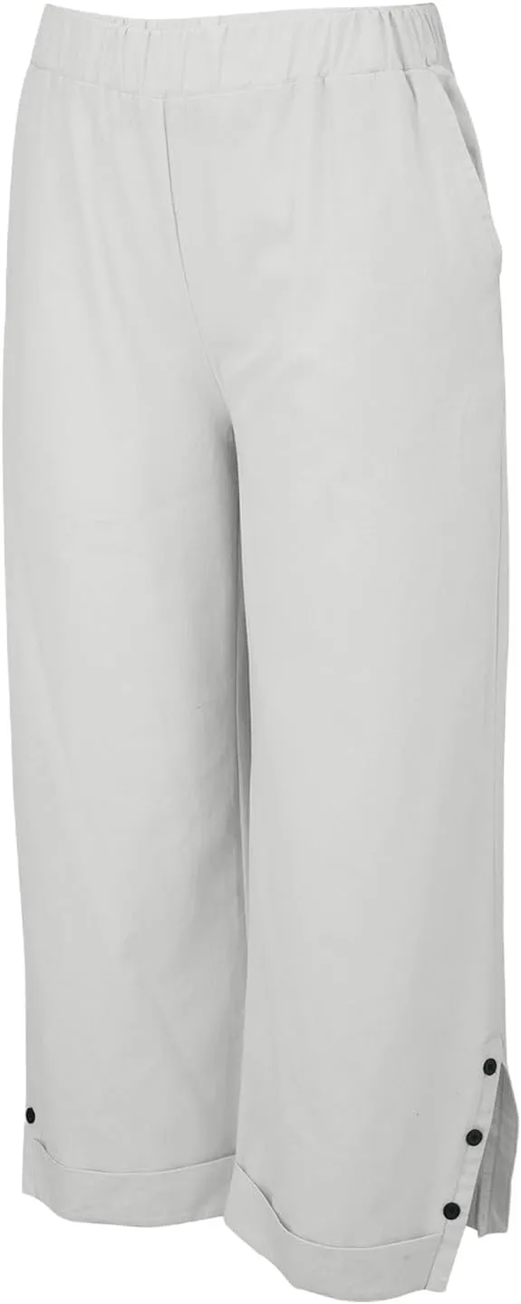 Petite Linen Cotton Pants for Women Summer Work Pants Boho Floral Beach Summer Clother with Pockets 2025