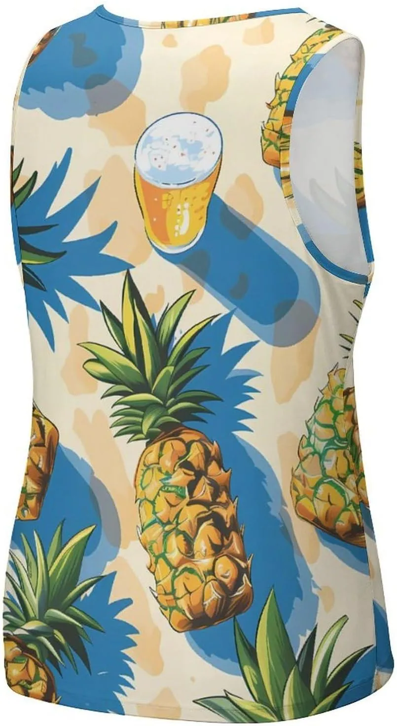 Pineapples and Beers Men's Tank Top Sleeveless T-Shirt Pullover Vest Shirts Gym Workout Beach Funny