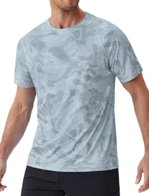 PINSPARK Men's Rash Guard Swim Shirt UPF50  Sun Protection Quick Dry Athletic Water Shirts for Men Surf Hiking