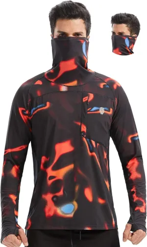 PIQIDIG Men's Sun Protection Hoodie Shirts UPF 50  Long Sleeve Rash Guard Performance Athletic Running Hiking T-Shirt