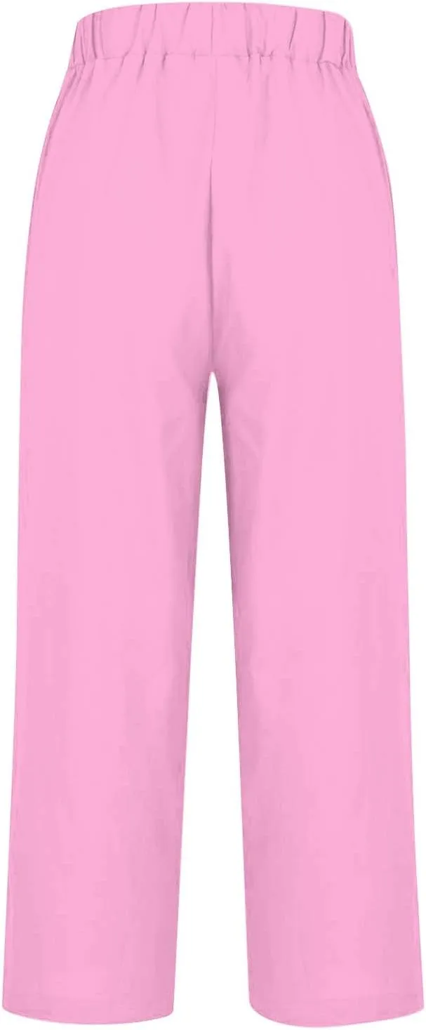 Plus Size Linen Pants Spring Curvy Pants for Women Casual Womens Lightweight Pants for Summer