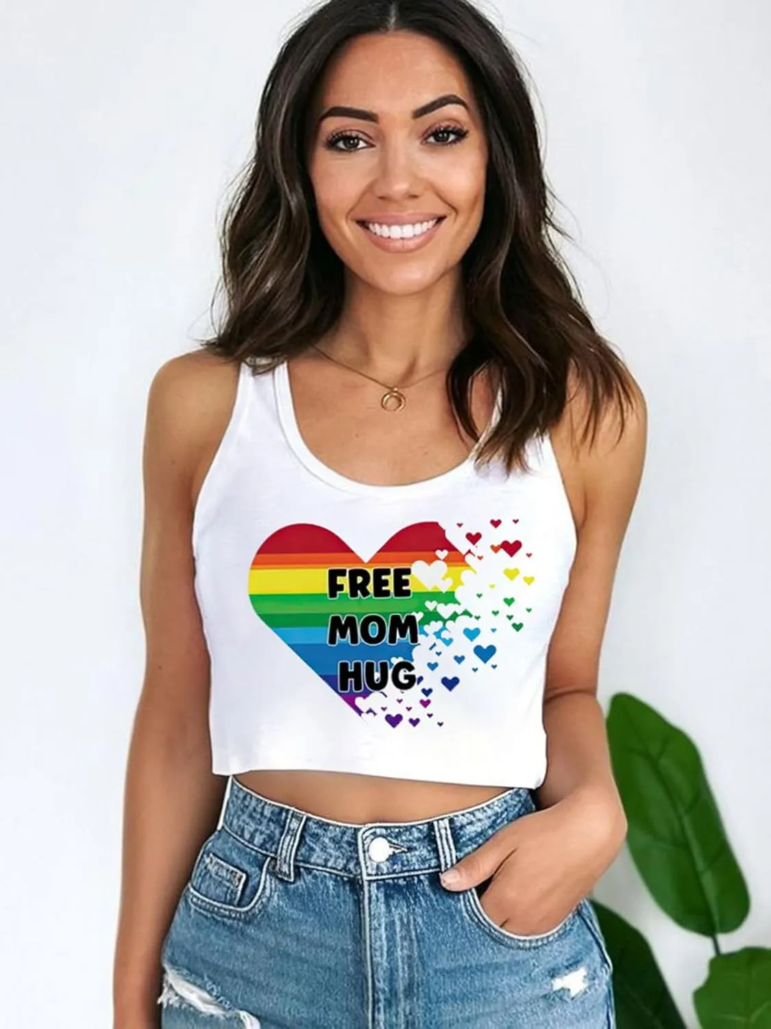 Pride Tank Top for Women LGBTQ Proud Month Crop Tops Rainbow Graphic Sleeveless Shirts