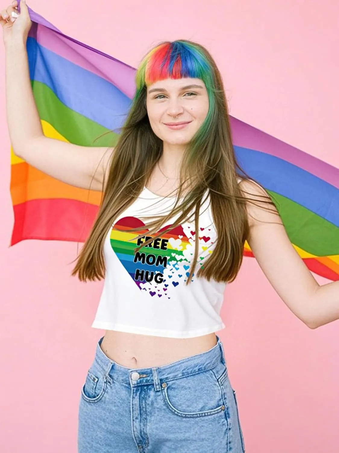 Pride Tank Top for Women LGBTQ Proud Month Crop Tops Rainbow Graphic Sleeveless Shirts