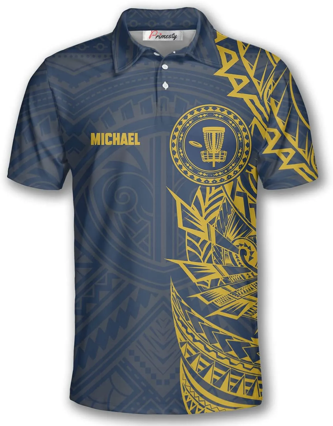 PRIMESTY Disc Golf Polo Shirts for Men, Custom Name & PDGA Number Jerseys, Size S-5XL