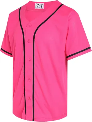 Pullonsy Blank Baseball Jersey for Men Women Full Button Up Short Sleeves Shirts Hip Hop Hipster Sports Uniforms
