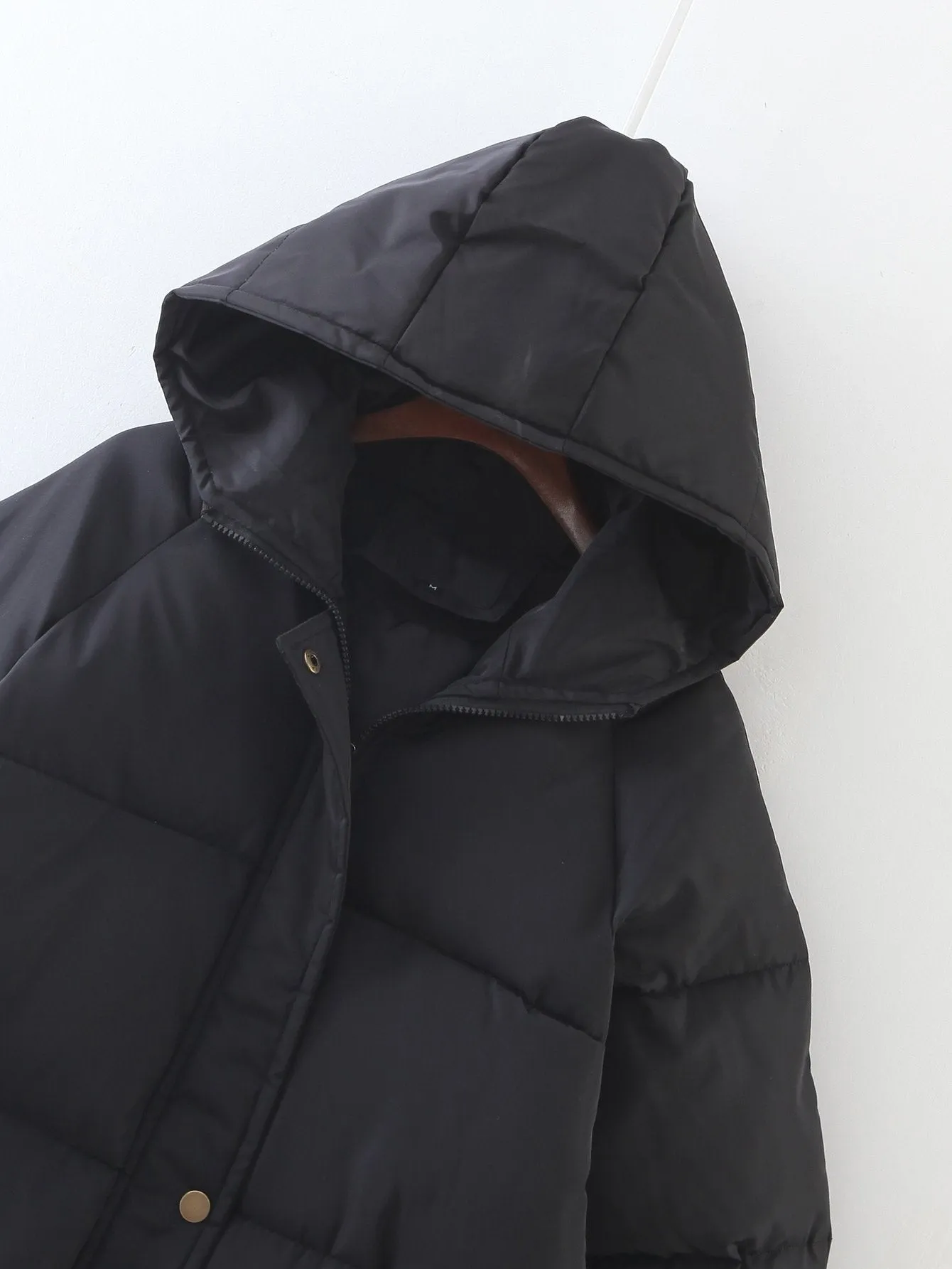 Pure Color Women Winter Warm Long Hooded Down Coat