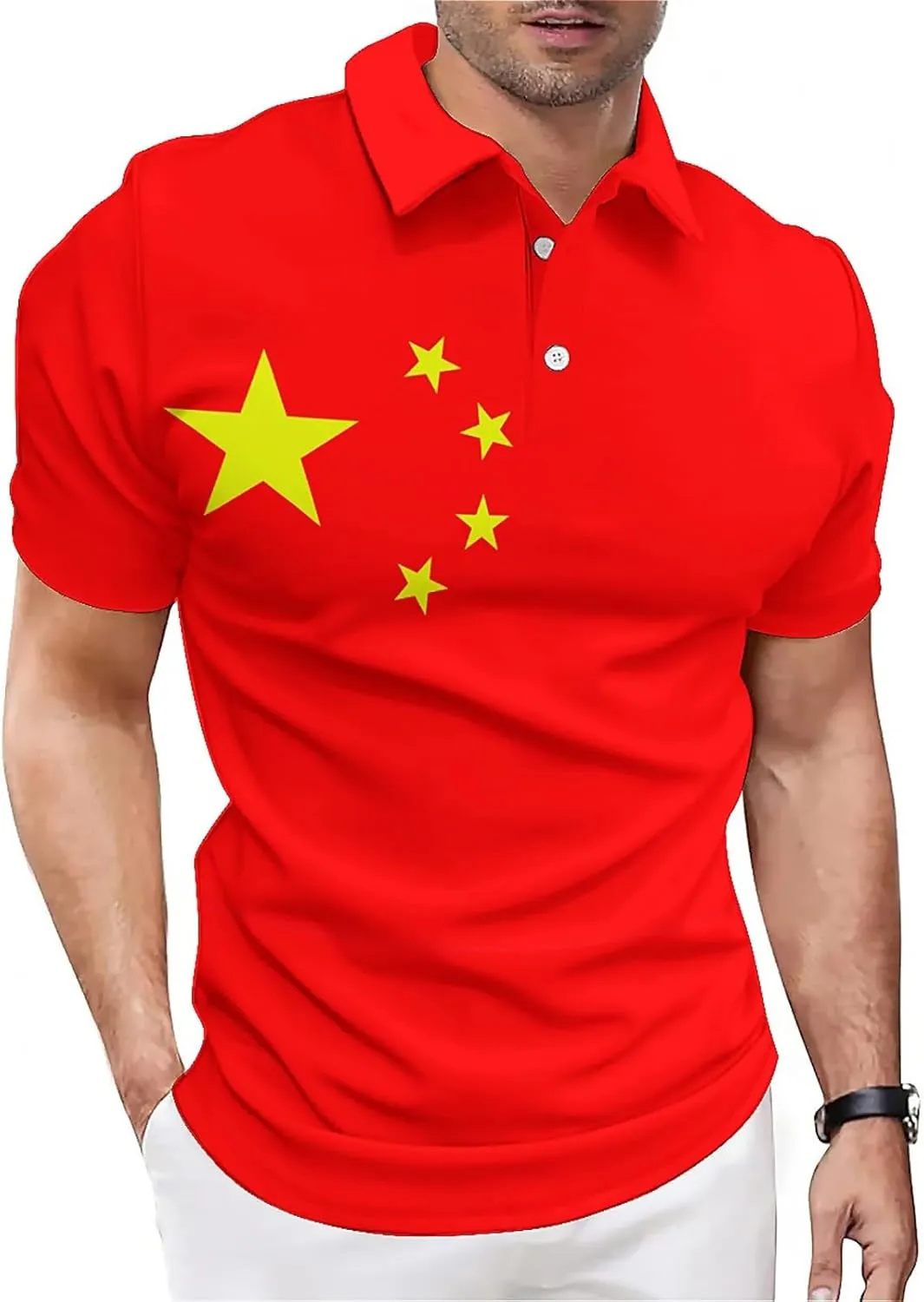 QIVICIMA Men's National Flags Polo Shirt Short Sleeve France 2024 Print Golf Polo Athletic Tops