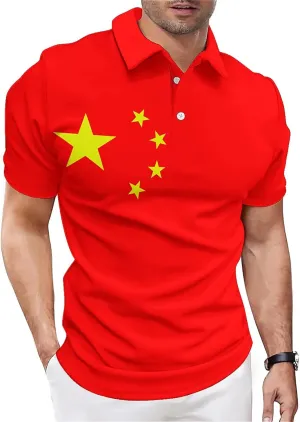 QIVICIMA Men's National Flags Polo Shirt Short Sleeve France 2024 Print Golf Polo Athletic Tops