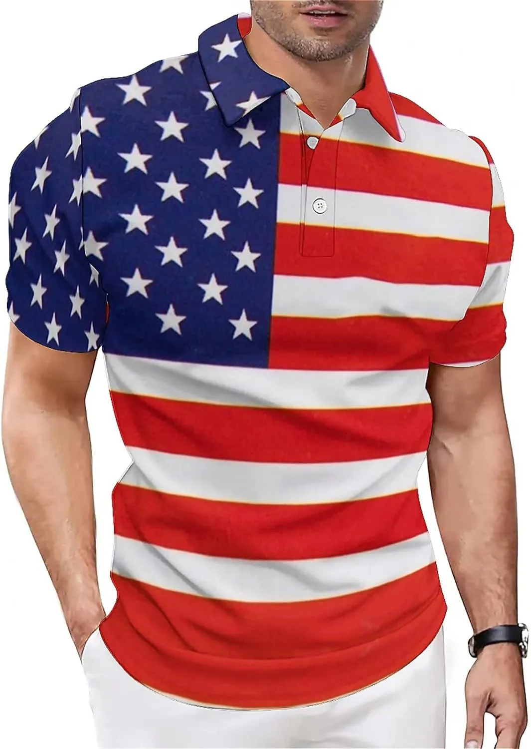 QIVICIMA Men's National Flags Polo Shirt Short Sleeve France 2024 Print Golf Polo Athletic Tops