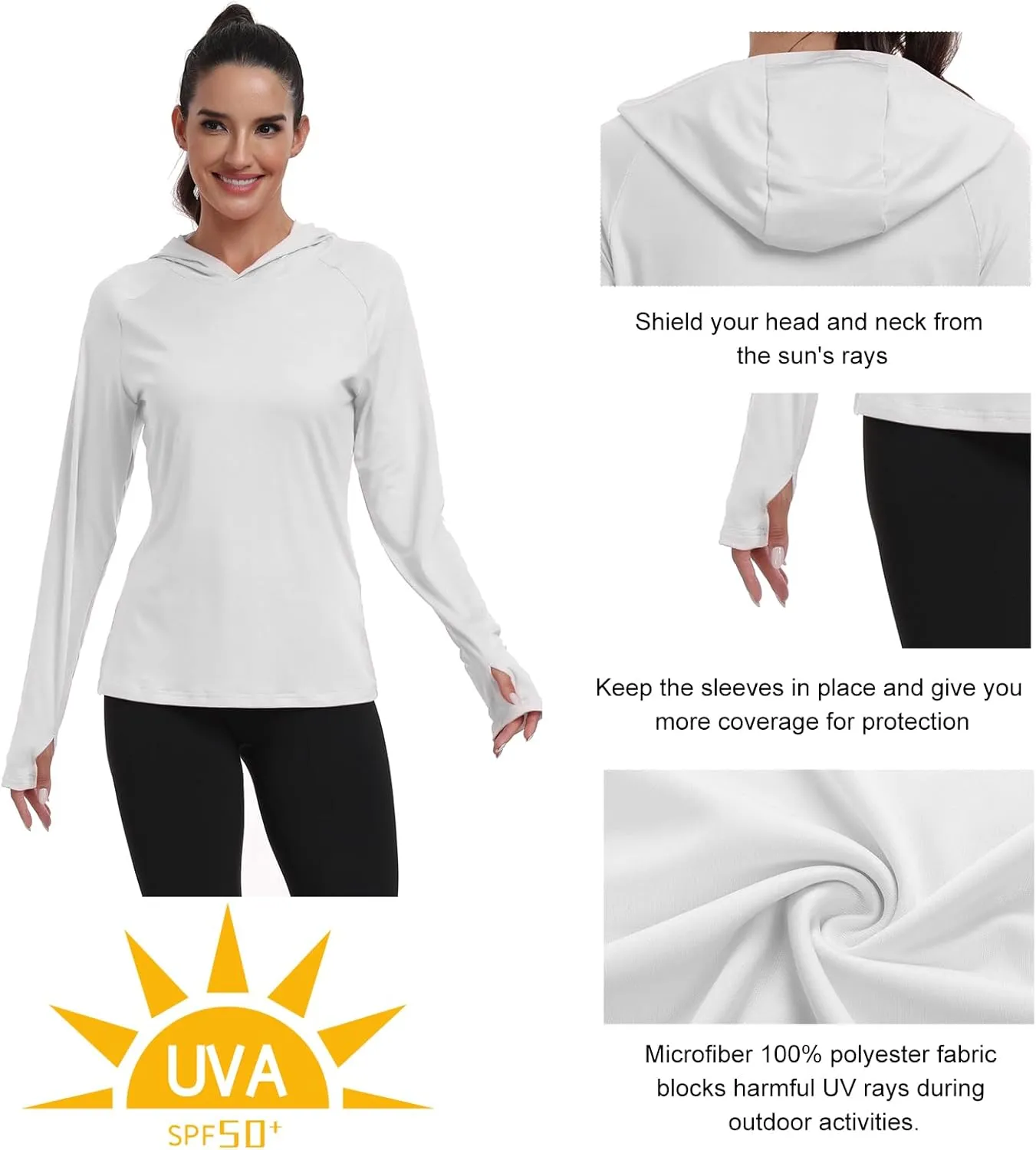 RIMLESS 7 Women's UPF 50  Sun Shirt with Hoodie Long Sleeve Hiking Fishing Outdoor Sweatshirt Lightweight Hoodie