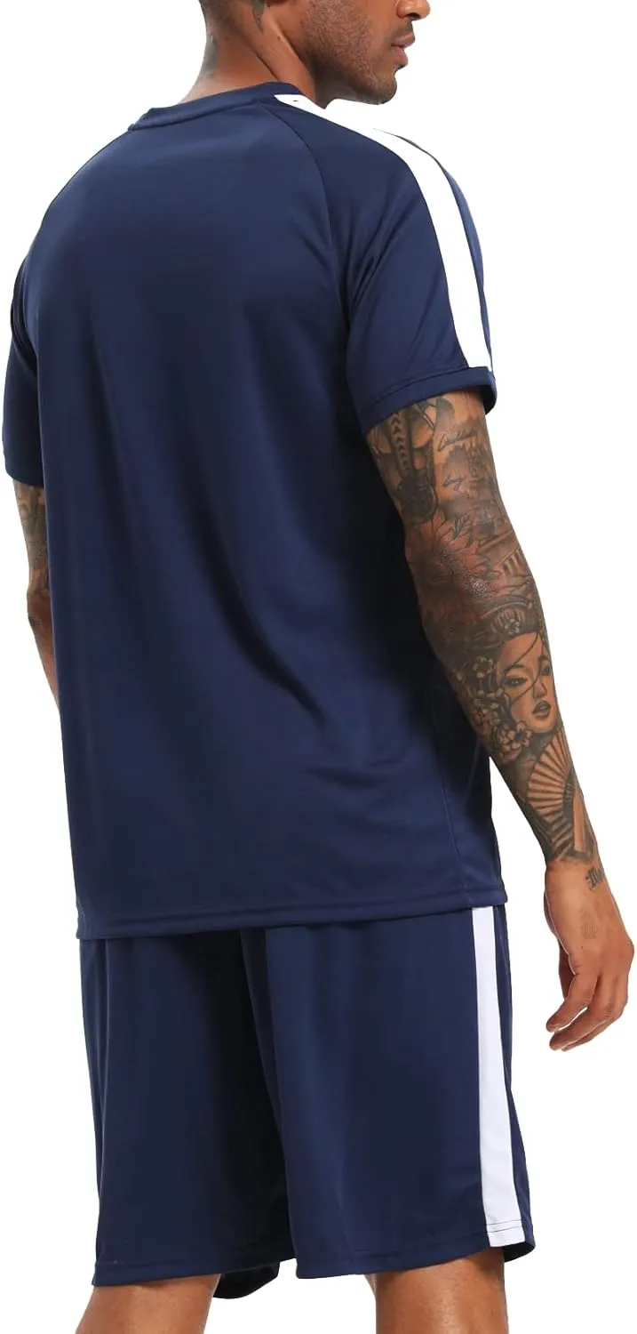 RPOVIG Shirts Shorts Workout Set:Men's 3 Pack Clothes Short set outfits Gym Active Athletic Basketball