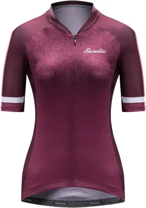 Santic Cycling Jersey Women's Shorts Sleeve Tops Bike Shirts Bicycle Jacket Full Zip with Pockets Andrea