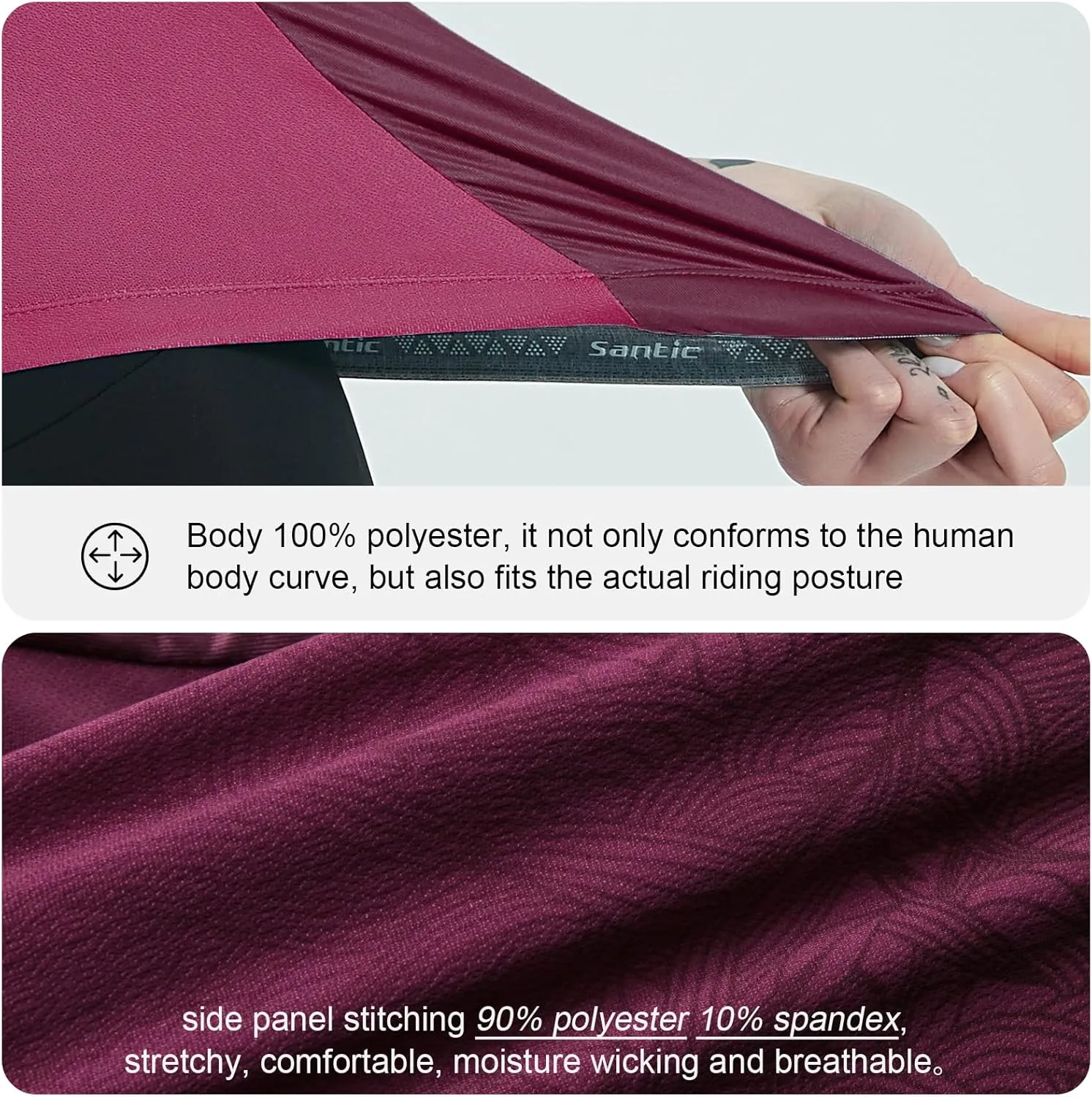 Santic Cycling Jersey Women's Shorts Sleeve Tops Bike Shirts Bicycle Jacket Full Zip with Pockets Andrea