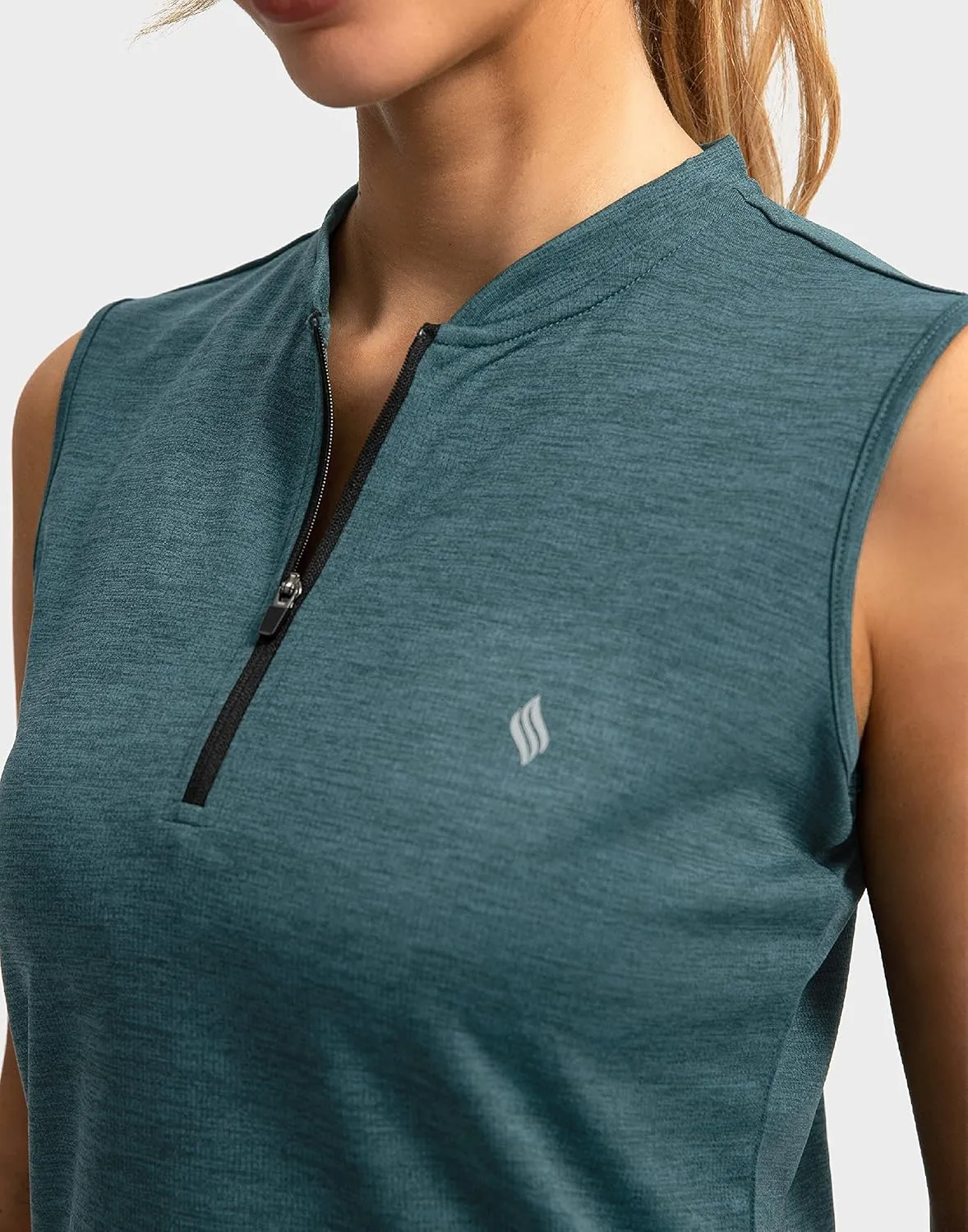 SANTINY Women's Sleeveless Golf Shirt Zip Up Tennis Lightweight Quick Dry Tank Tops Polo Shirts for Women