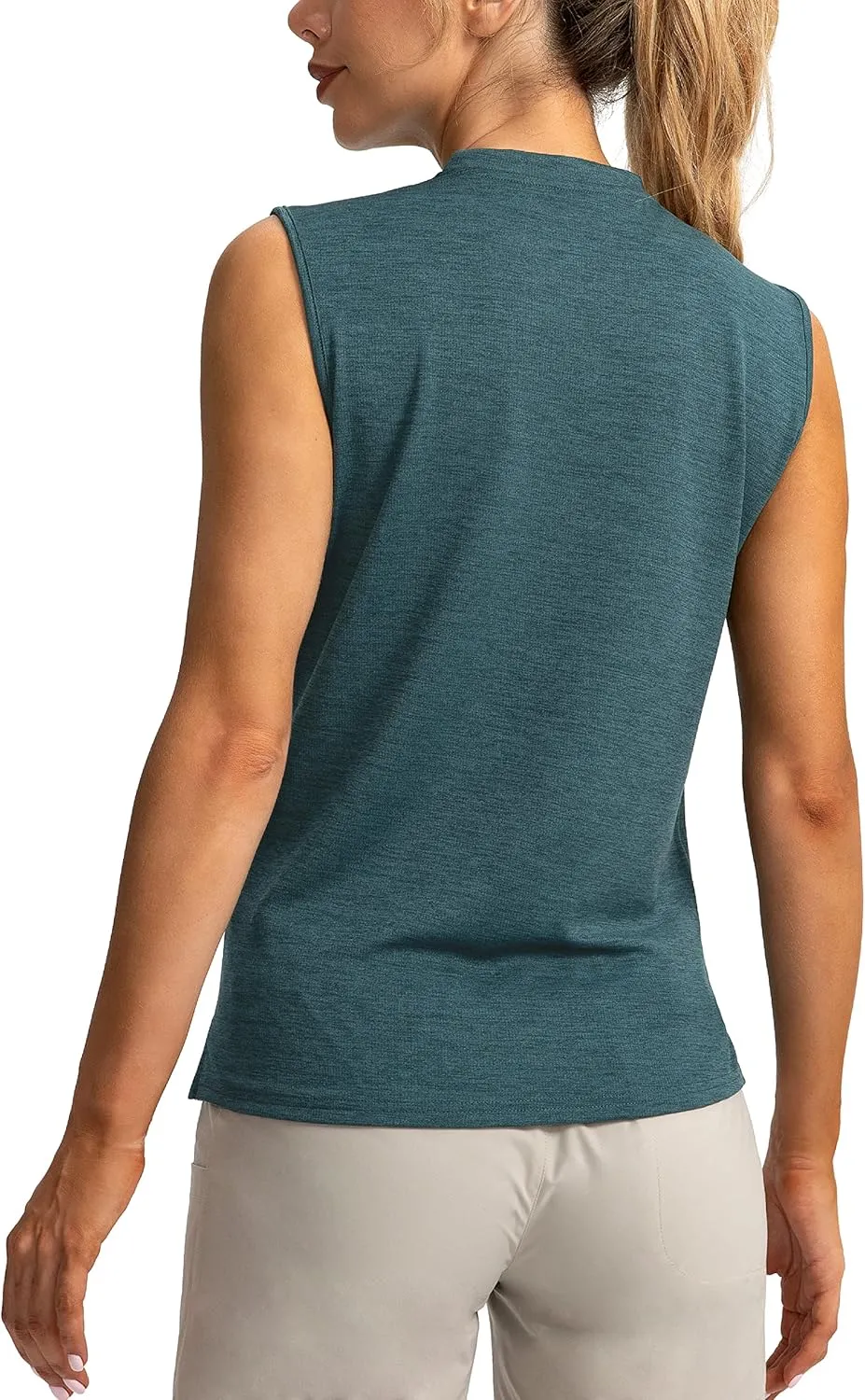 SANTINY Women's Sleeveless Golf Shirt Zip Up Tennis Lightweight Quick Dry Tank Tops Polo Shirts for Women