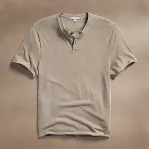 Slub Jersey Short Sleeve Henley - Overcast Pigment